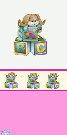 Sims 2 — abc set - Abc 2 by skinflin — soft pastel pink wall with abc border and mofit.