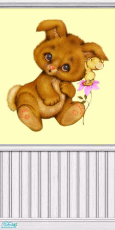 Sims 2 — Lemon Bunny Wall 1 by shadow66 — One of a set of two walls and two textured carpets with a lemon yellow