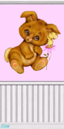 Sims 2 — Pink Bunny Wall 1 by shadow66 — One of a set of two walls and two textured carpets with a pastel pink background