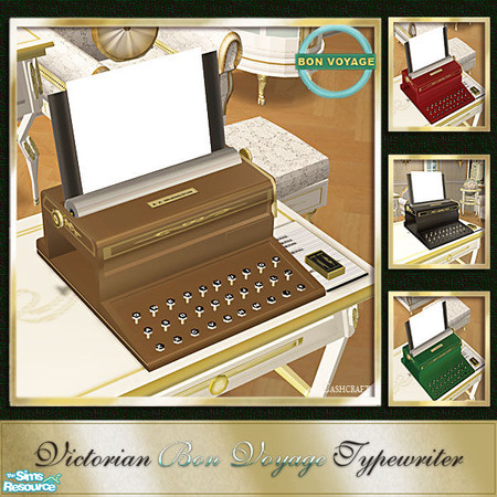 Sims 2 — Bon Voyage Victorian Typewriter - Bronze by Cashcraft — Update to an old favorite--Vintage Victorian Typewriter.