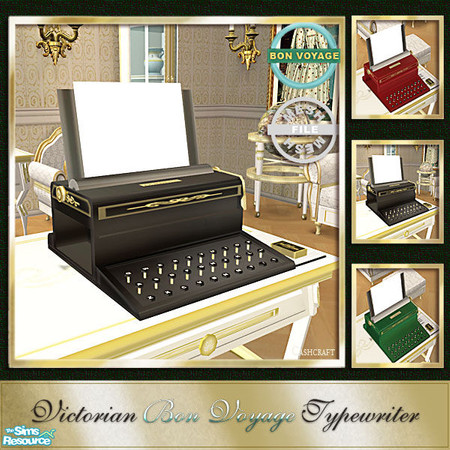 Sims 2 — Bon Voyage Victorian Typewriter - Black Mesh File by Cashcraft — Update to an old favorite--Vintage Victorian