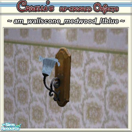 Sims 2 — am_WallScone - Am Wallscone Medwood Ltblue by Cruella — Meduim wooden base wall sconce with black-irontone metal