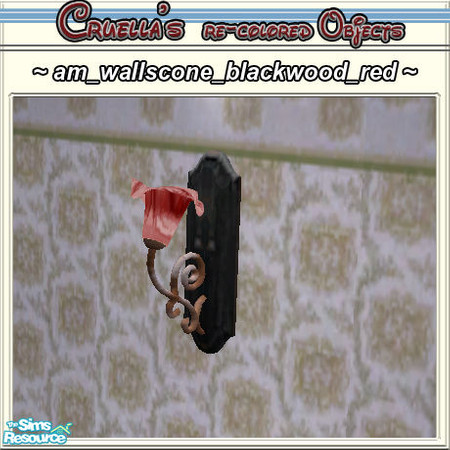 Sims 2 — am_WallScone - Am Wallscone Blackwood Red by Cruella — black wooden base wall sconce with coppertone metal