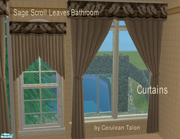 Sims 2 — Sage Scroll Leaves Kitchen - Lace Curtains by Cerulean Talon — Beautiful colors and rich deep textures make this