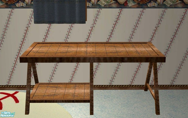 Sims 2 — Dugout Bedroom - Desk by Riverwillows — Great bedroom featuring hand-me-down weathered oak furniture, and