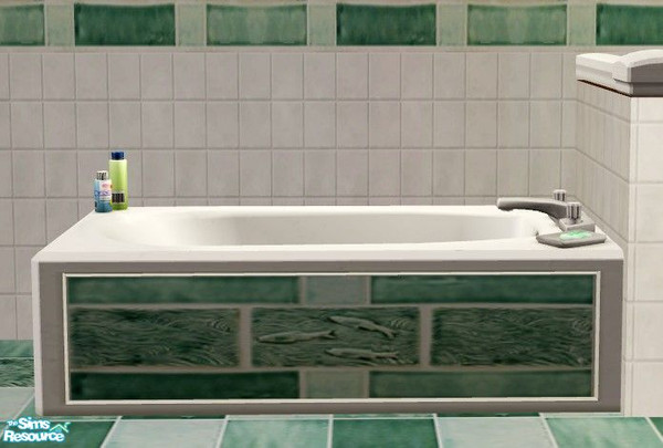 Sims 2 — Pisces Bathroom - Bathtub by Riverwillows — Lovely bathroom in shades of jade, with jade tiles. Base game, no