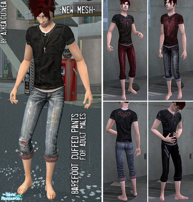 The Sims Resource - Barefoot Cuffed Pants for Adult Males