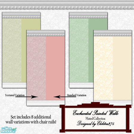 Sims 2 — Enchanted Paint - Muted Collection by elektra274 — 5 of 7 wall sets designed to coordinate with my