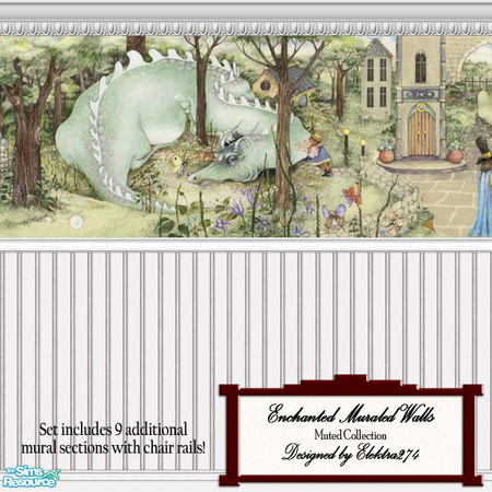 Sims 2 — Enchanted Murals - Muted Collection by elektra274 — 3 of 7 wall sets designed to coordinate with my