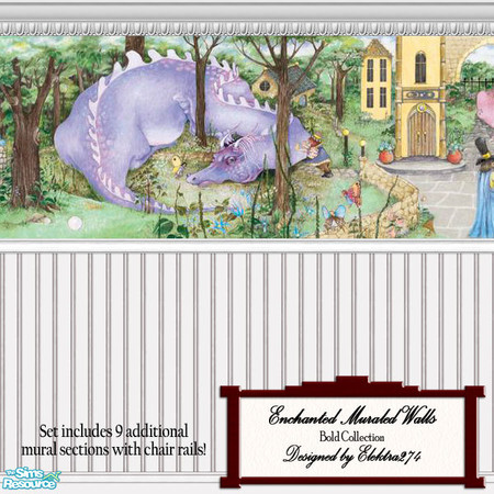 Sims 2 — Enchanted Murals - Bold Collection by elektra274 — 2 of 7 wall sets designed to coordinate with my