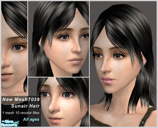 Sims 2 — Sunair Hair Set T039 by Sunair — 1 mesh 10 recolors. All age available