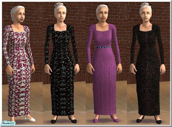 Sims 2 — Long Sleeve Formals by elainearora — These are long sleeved formal dresses for the beautiful older woman.They