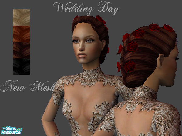 Sims 2 — Wedding Day by owaizzz — A beautiful hair style with flowers suitable for your sims weddings or for bridesmaids