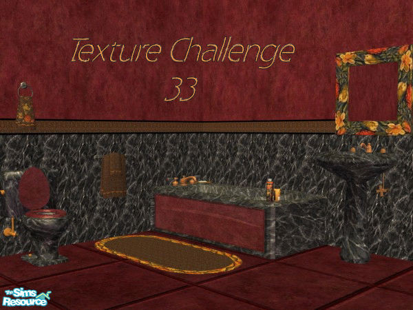 Sims 2 — TC33 Black Marble Bathroom by tlkaska — Texture Challenge 33. Dark and Richly colored bathroom. Black marble,