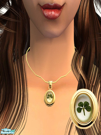 Sims 2 — Necklaces 2 - Locket 07 by irene_busy — A beautiful locket for your female sim, featuring a clover. Enjoy :)