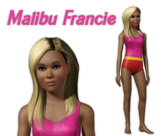 Sims 3 — Malibu Francie by frisbud — Based on the 1970's Malibu Francie doll by Mattel. ---------- Hair is by Rose Sim --