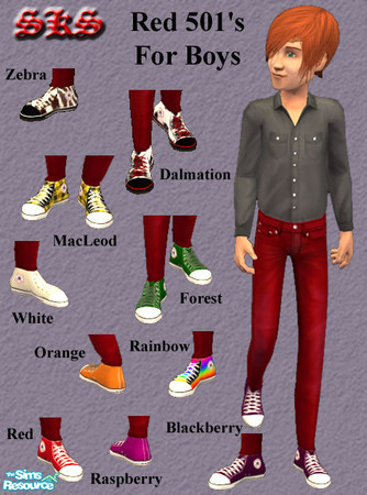 Sims 2 —  Levi\'s 501 Red & Chucks for Boys by 71robert13 — Red Levi\'s 501 Jeans with Converse Chuck Taylor AllStar