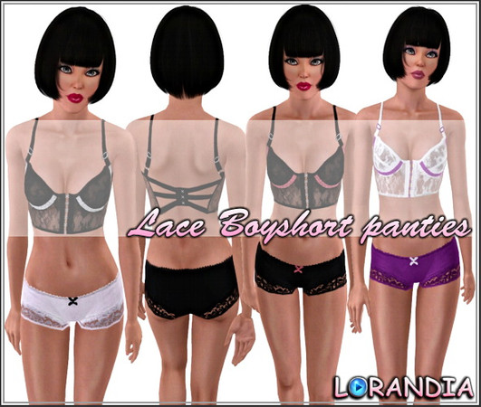 Sims 3 —  Boyshort panties by LorandiaSims3 —  Boyshort panties. 2 recolorable areas, 3 color variations in the same