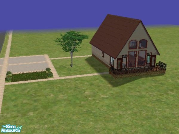 Sims 2 — Modern A-Frame by devoted2rusty — This cottage style home features 3 bedrooms, 1 1/2 baths. The house features