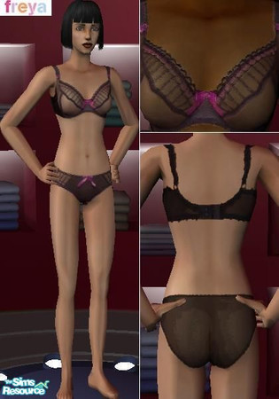 Sims 2 — Freya Arabella Lingerie Set Cassis by Hordriss — Lingerie set designed by Freya, in \"Arabella\"