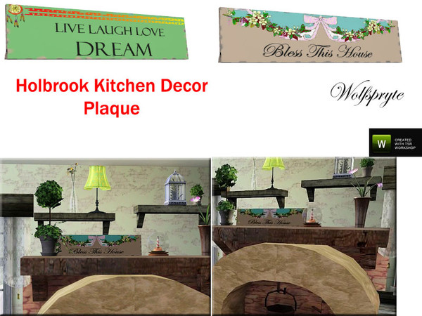 Sims 3 — Holbrook Kitchen Decor Plaque  TSRAA by wolfspryte — part of the Holbrook Kitchen Collection Everyone needs a