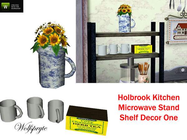 Sims 3 — Holbrook Kitchen Microwave Stand Shelf Decor 1 TSRAA by wolfspryte — Part of the Holbrook Kitchen Collection