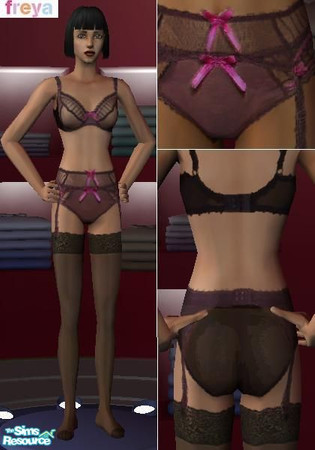 Sims 2 — Freya Arabella Suspender Set Cassis by Hordriss — Lingerie set designed by Freya, in \"Arabella\"