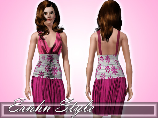 Sims 3 — Strap Dress by ernhn — 3 recolorable palettes and 3 different choice .