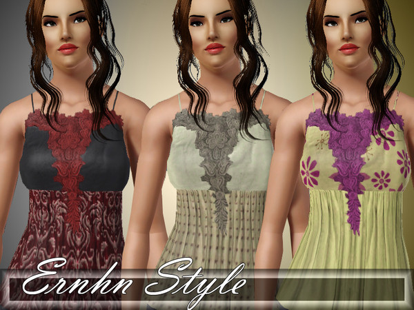 Sims 3 — Manoush by ernhn — Manoush Top . 3 recolorable palettes , 4 different choice . Hope you like *