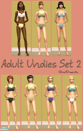 Sims 2 — Adult Undies - Set 2 by GrayDragonfly — Second part of a two part set. This set includes 7 recolors of the Adult