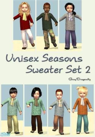 Sims 2 — Unisex Seasons Sweater - Set 2 by GrayDragonfly — Second part of a two part set. This set includes 7 recolors of