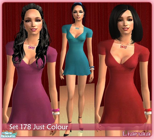 Sims 2 — Set 178 Just colour by Lianaa — Set 178 Just colour - 4 colours plain, simple dresses