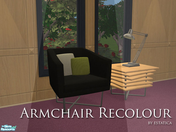 Sims 2 — Ankur Armchair - Black Recolour by estatica — Part of the Ankur Set. Black chair (without pillows). Don\'t