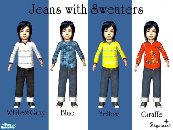 Sims 2 — Jeans with Sweaters by skystars5 — Toddler jeans with colorful warm sweaters. 