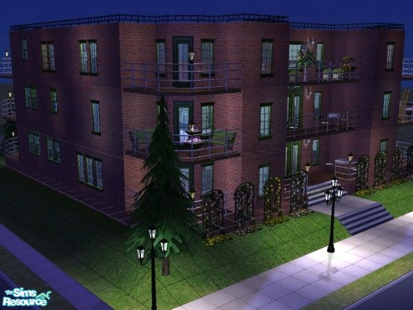 Sims 2 — Brookstone Apartments by Ilyka — Six units in all, 2400-5125 per week. BASEMENT: Two 1-story 2BR 2BA apartments