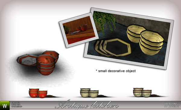 Sims 3 — Antique Tea Set 01 by katelys — Decorative object. 2 color palettes, 4 different versions included.