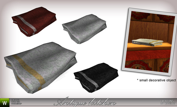 Sims 3 — Antique Kitchen Towel 03 by katelys — Decorative object. 2 color palettes, 4 different versions included.