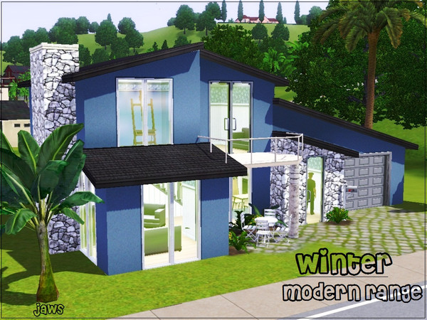 Sims 3 — Modern Range - Winter by Jaws3 — This large, modern home is perfect for a growing family! It features three