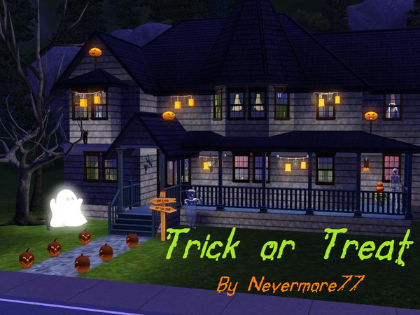 Sims 3 — Trick or Treat by nevermore77 — A fun Halloween home for your Sims to enjoy. This cute house has 4 bedrooms, 2