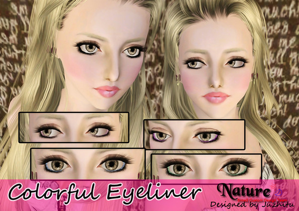 Sims 3 — Colorful Eyeliner-juzhitu by juzhitu — This Eyeliner is colorful, but I suggest you just adjust the color of