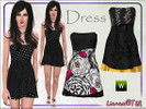 Sims 3 — Strapless mini dress 081 by Lianaa by Lianaa — Strapless mini dress 081 by Lianaa - recolorable, custom CAS and