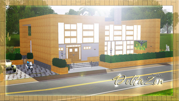 Sims 3 — DeltaZen by miuky386 — Big, cool house with a garden with apple trees and other greens ready to harvest, some