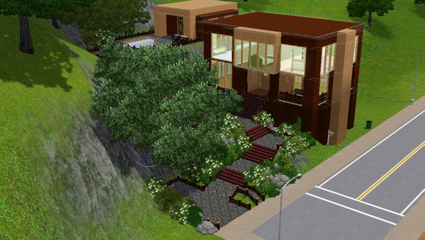 Sims 3 — Hillside Manor by oldmember_AnimeSimChick08 — Modern Mansion on the Hillside with 3 bedrooms, 2 bathrooms, with