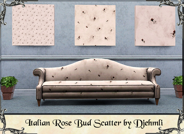 Sims 3 — Djem_Italian Rose Bud Scatter by djehmli — A scatter textured pattern of flower buds on a marble background.
