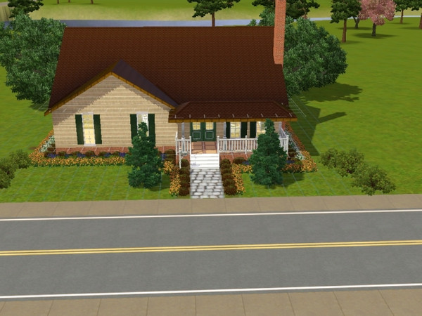 Sims 3 — Simple Neighbourly by DO5NBR — A simple house with a neighbourly front porch, this house offers three bedrooms