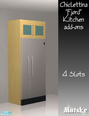Sims 2 — Chiclettina Fjord Kitchen Uppercabinet Loft 08 by Mutske — New Mesh with 4 slots. To cover the cheap fridge.
