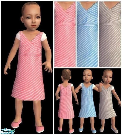 Sims 2 — JPtofdaily4 by juttaponath — Stripe dress for toddlers. No mesh or expansion pack required. 