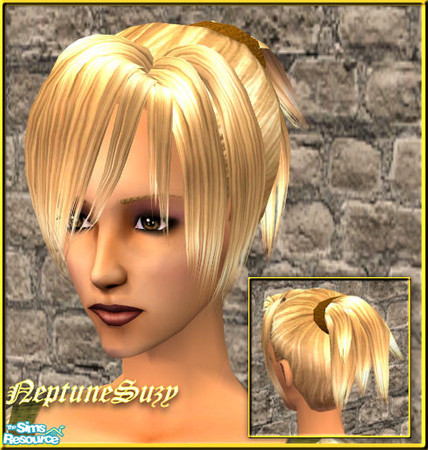 Sims 2 — NSC Hair - Peasant Pony Tail 2 by Neptunesuzy — Your Sims will Love this Messy Blond Pony Tail that I made to