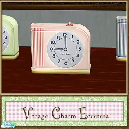Sims 2 — Vintage Charm Etcetera -  Alarm Clock Pink Recol by Cashcraft — Vintage Charm Etcetera features lighting! Wall,