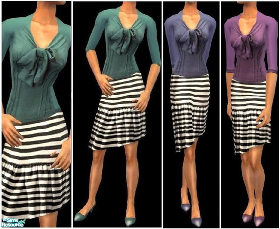 Sims 2 — JPafdaily13 by juttaponath — Blouse and stripey skirt. No mesh required.